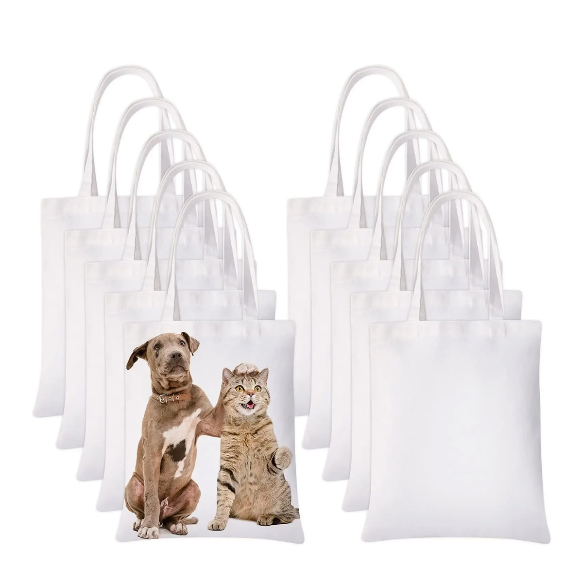 6pcs White Canvas Tote Bags, S - Tote Bag Sublimation บทวิจารณ์และราคา