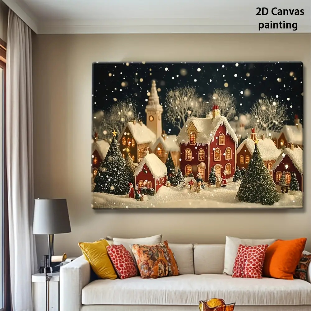 1pc 2D retro Christmas Eve and - Canvas Wrap Ready บทวิจารณ์และราคา