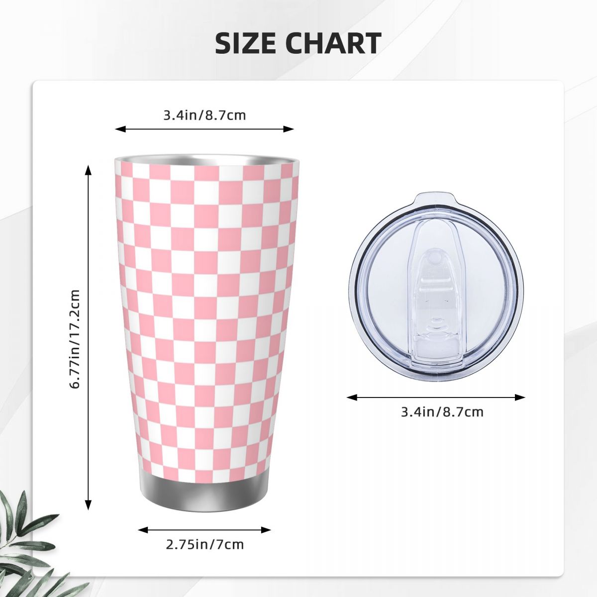 Pink White Checkerboard Patter - Tumbler 20Oz White บทวิจารณ์และราคา