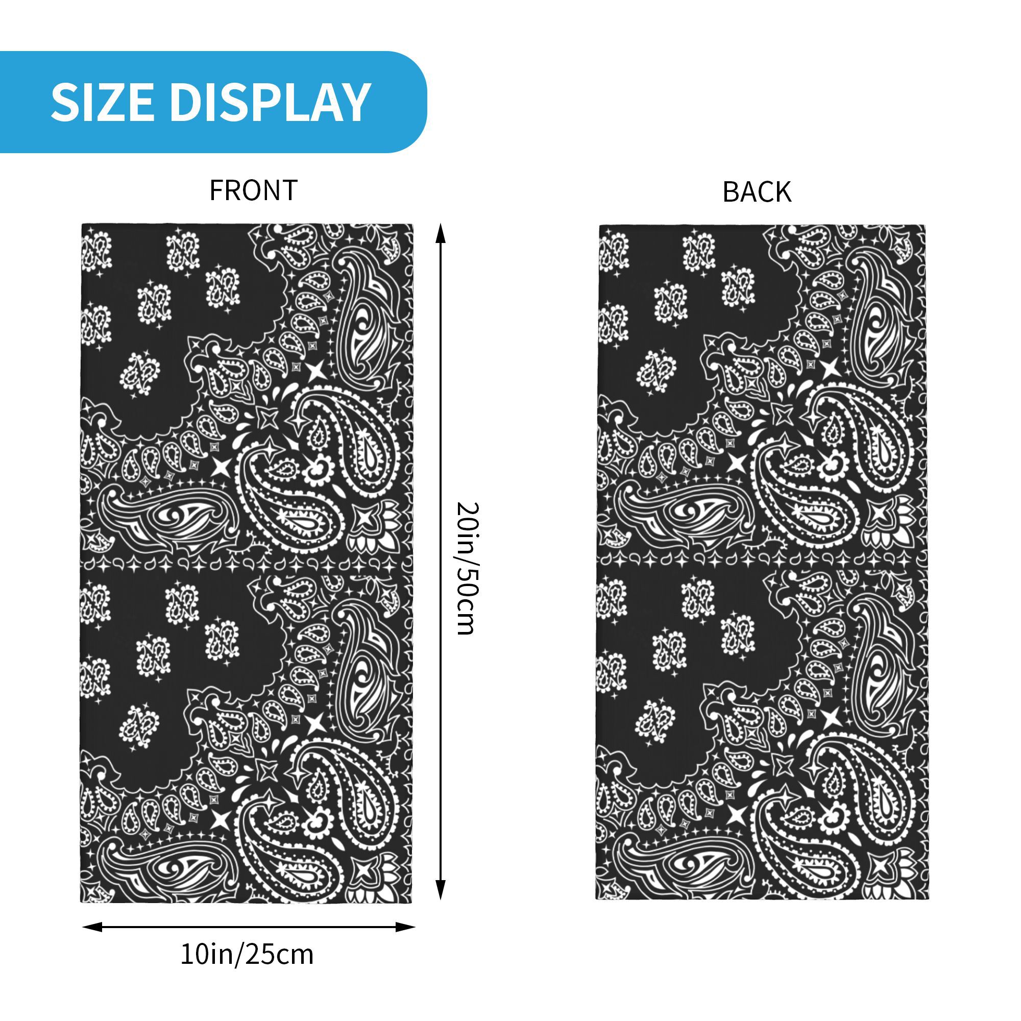Custom Black And White Paisley - Bandana Blank White บทวิจารณ์และราคา