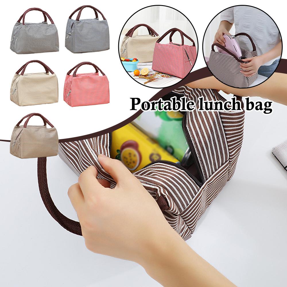 Striped Insulated Lunch Bag Po - Tote Bag Sublimation บทวิจารณ์และราคา