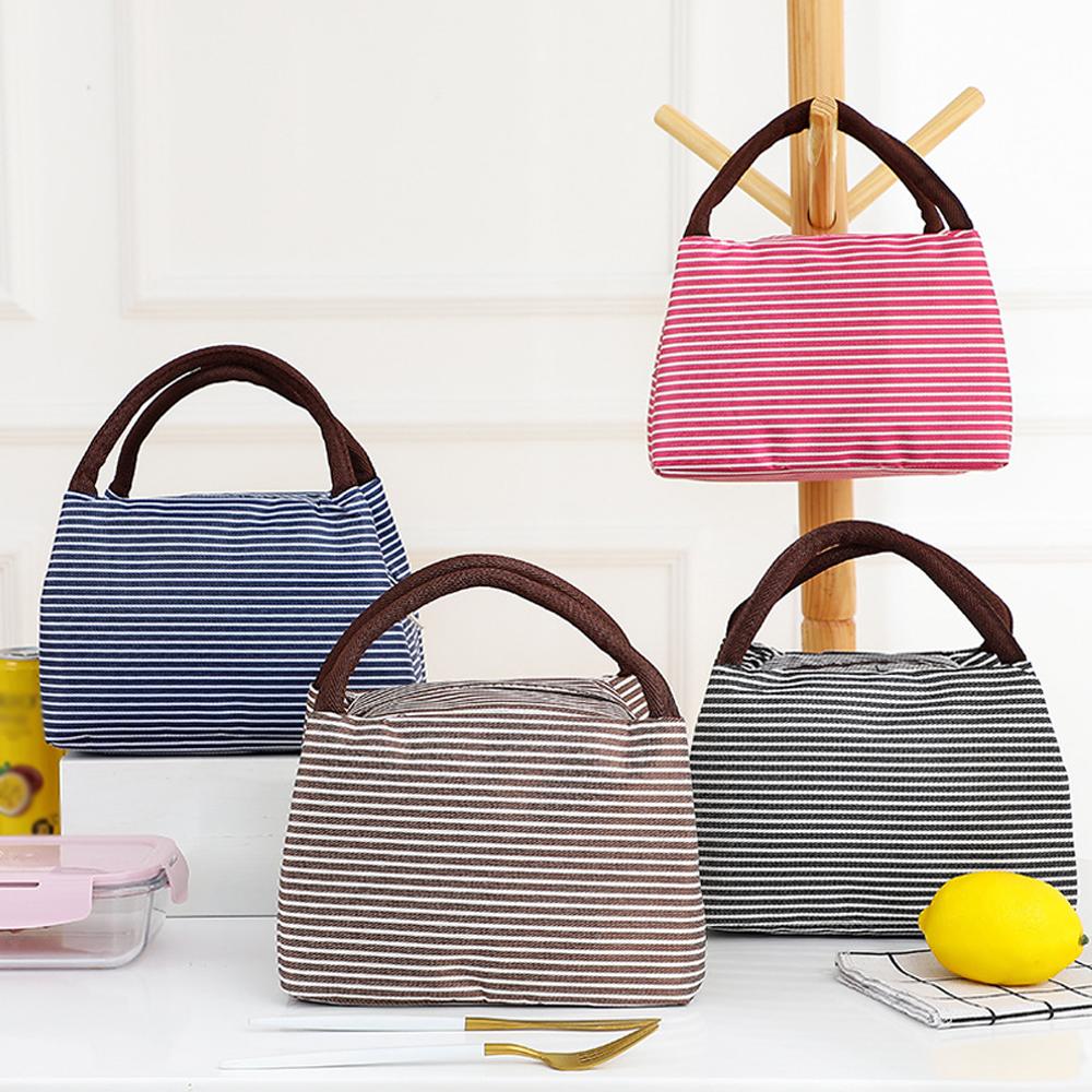 Striped Insulated Lunch Bag Po - Tote Bag Sublimation บทวิจารณ์และราคา