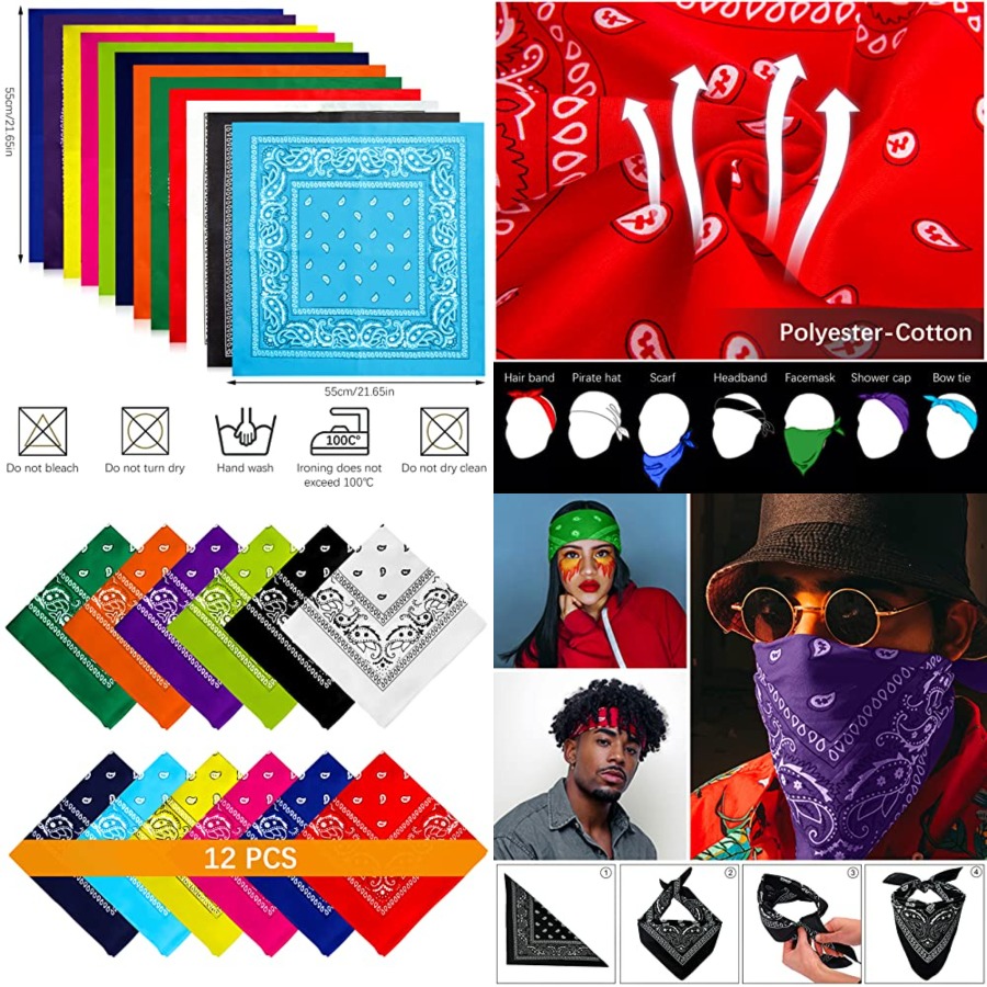 12- Bandanas for Men Women Pai - Bandana Blank White บทวิจารณ์และราคา