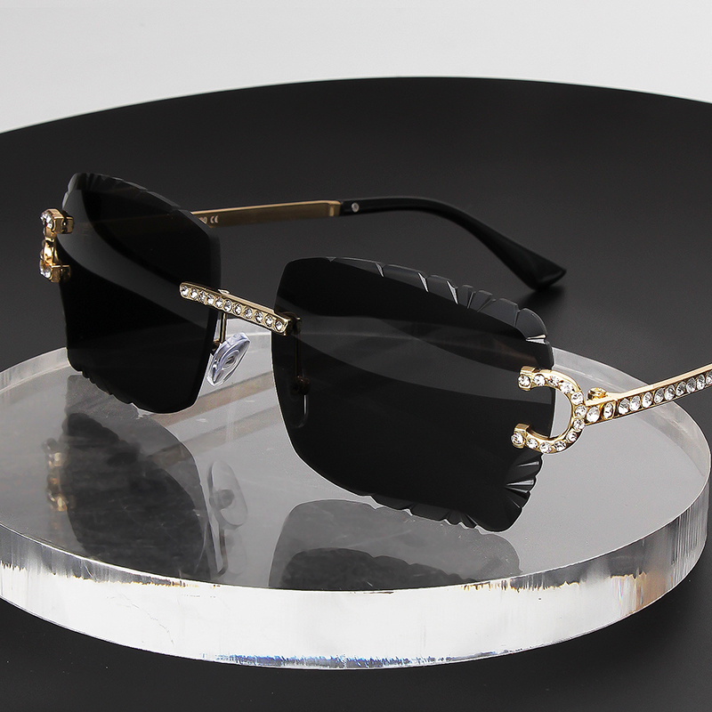 Fashion Rimless Square Sunglas - Metal Photo Panel บทวิจารณ์และราคา