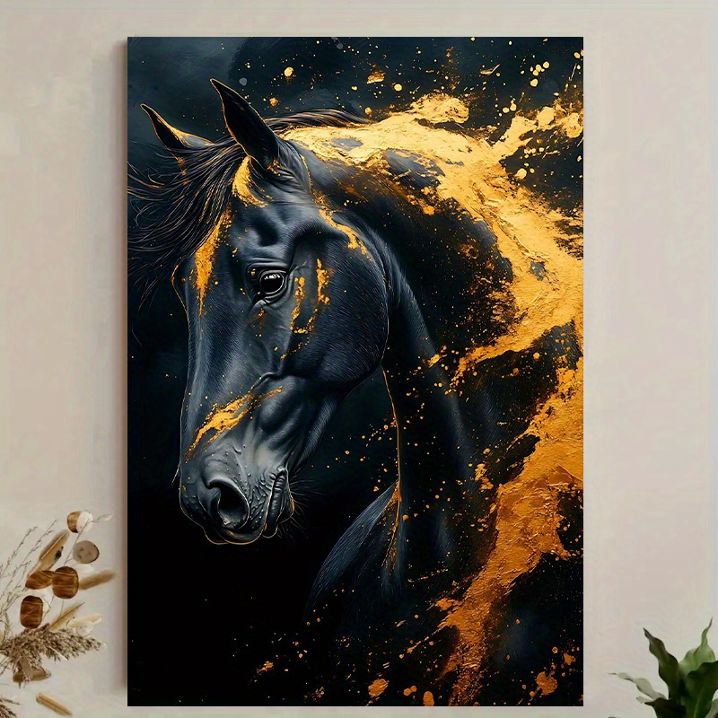 1pc Elegant Black Horse Canvas - Canvas Wrap Ready บทวิจารณ์และราคา