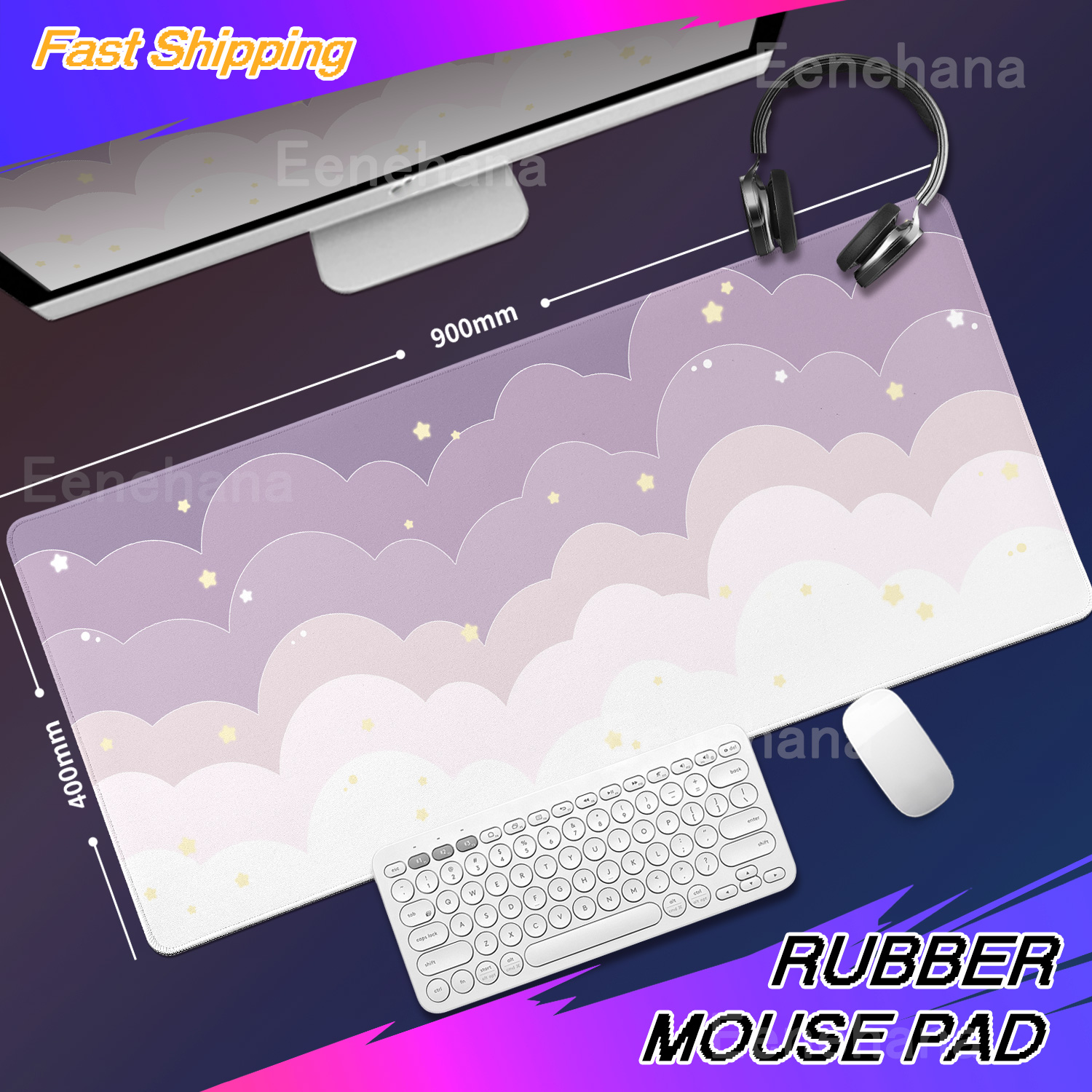 Light Blue Pink Clouds Desk Ma - Mouse Pad Blank Sublimation บทวิจารณ์และราคา