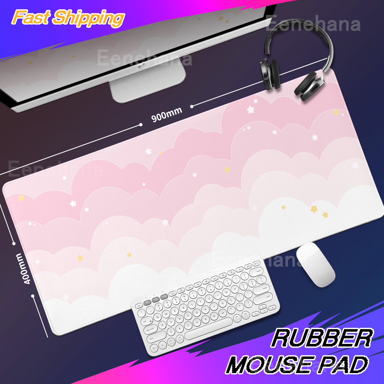 Light Blue Pink Clouds Desk Ma - Mouse Pad Blank Sublimation บทวิจารณ์และราคา